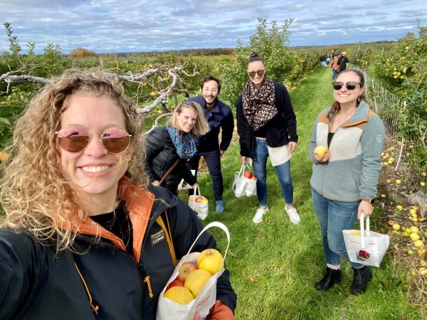 Photo of Pediatric Cardiology Fellows apple picking