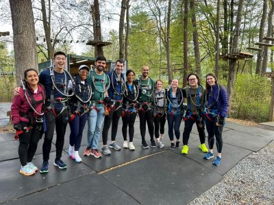Pediatric Cardiology Fellows at a ropes course