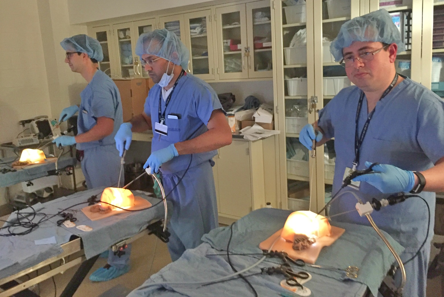 Fellows practicing surgical procedures