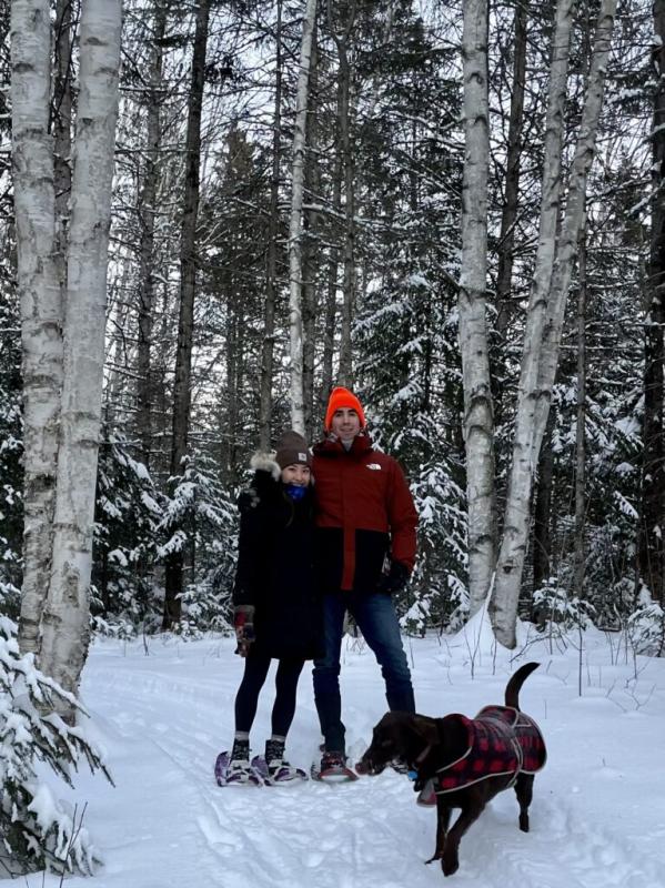 Tenny Zhang and partner snowshoeing