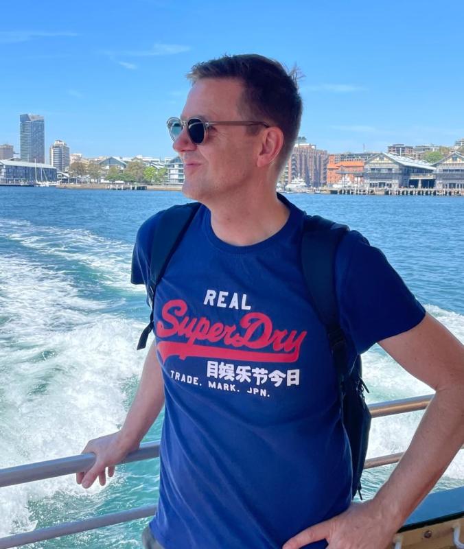 Christian Benden on a boat