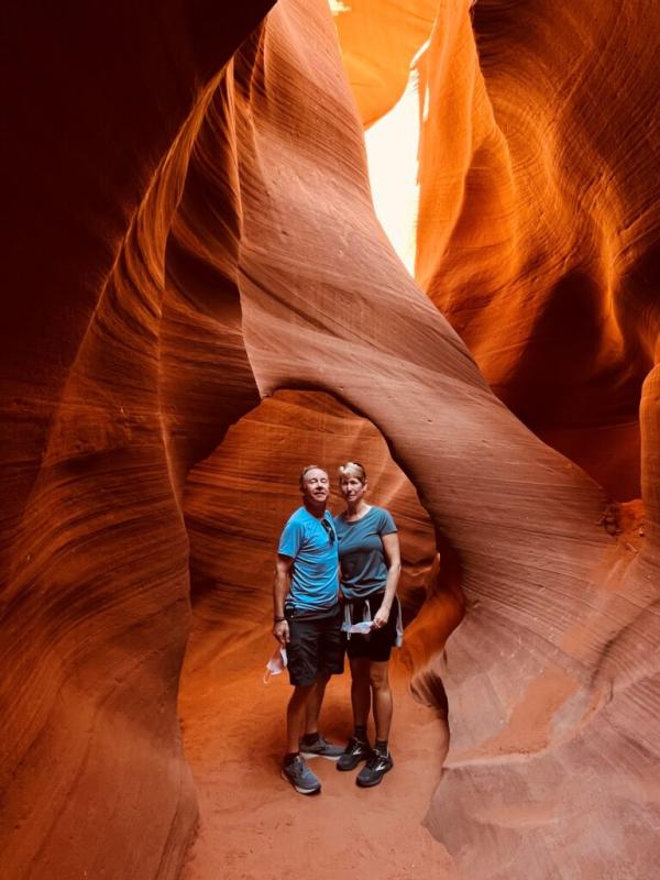 Christine FitzGerald and partner in canyon